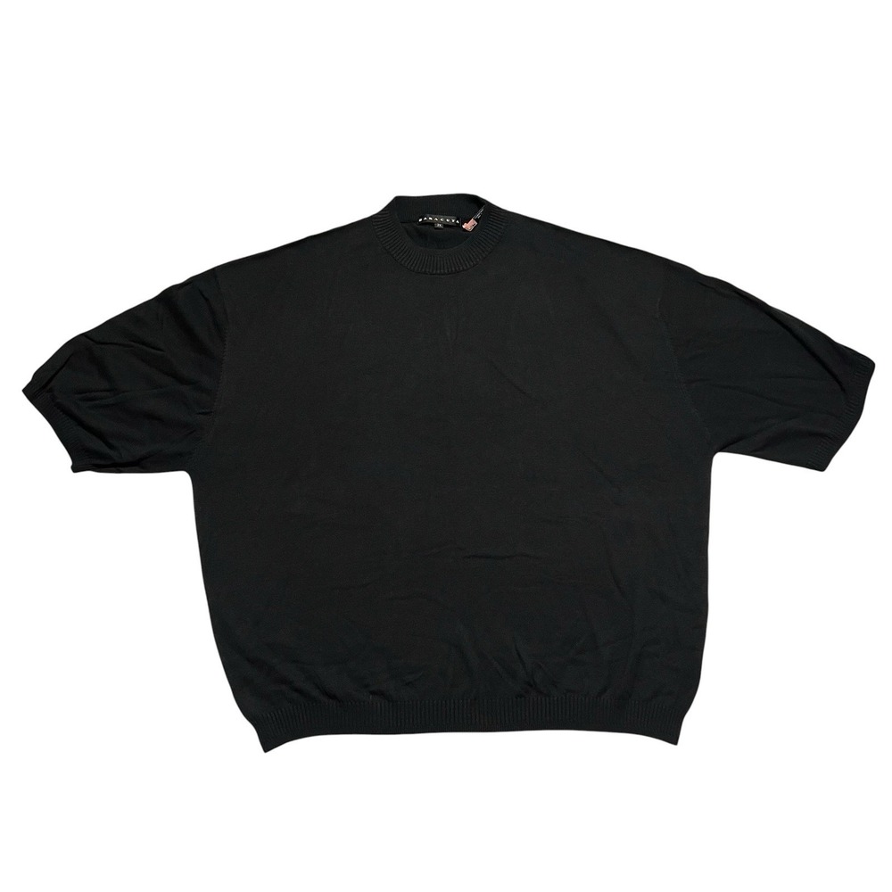Baracuta 2XL Black 72% Silk Cotton Knit Short Sleeve Sweater Oversized Mens